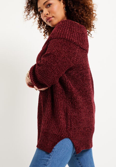 Chenille Off-The-Shoulder Sweater, , alternate image number null