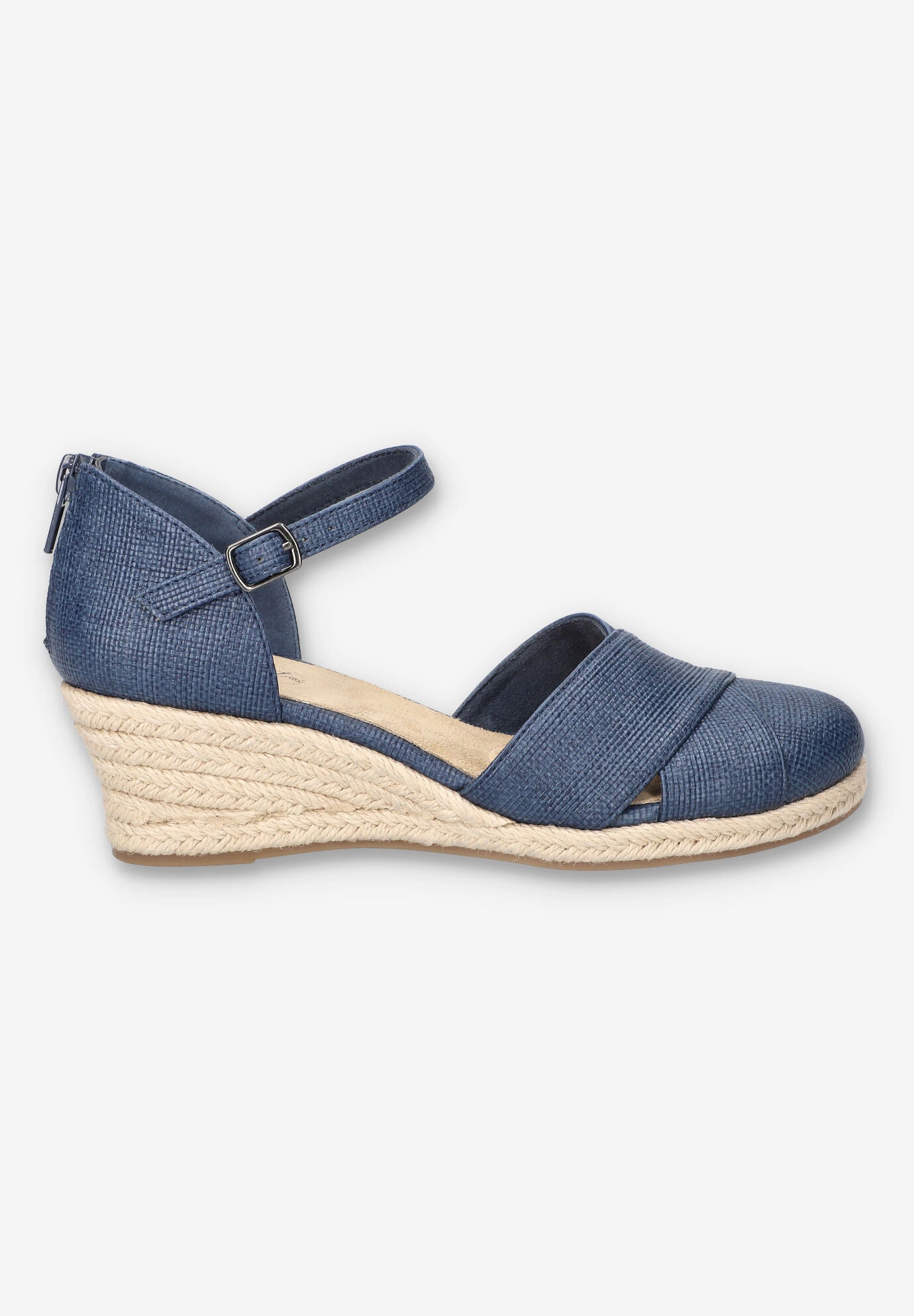 Coast Espadrille Wedge, NAVY LINEN EMBOSSED, alternate image number 2