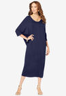 Bracelet-Length Drape Caftan, EVENING BLUE, hi-res image number null