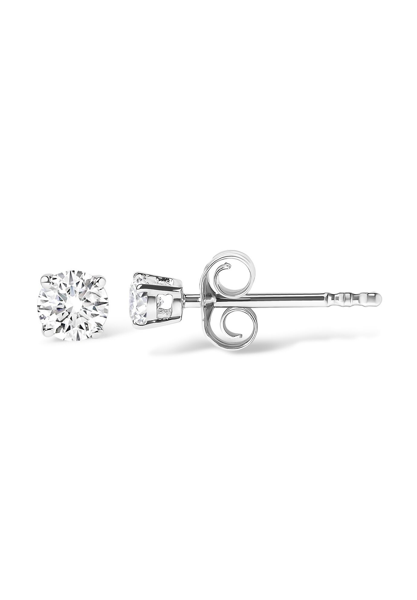 14K White Gold 1/2 Cttw 4-Prong Set Brilliant Round-Cut Solitaire Lab Grown Diamond Push Back Stud Earrings, , alternate image number 2