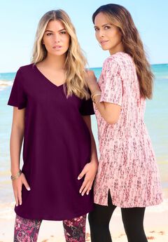 Plus Size Ultimate Cotton V-Neck Short Sleeve Tunic