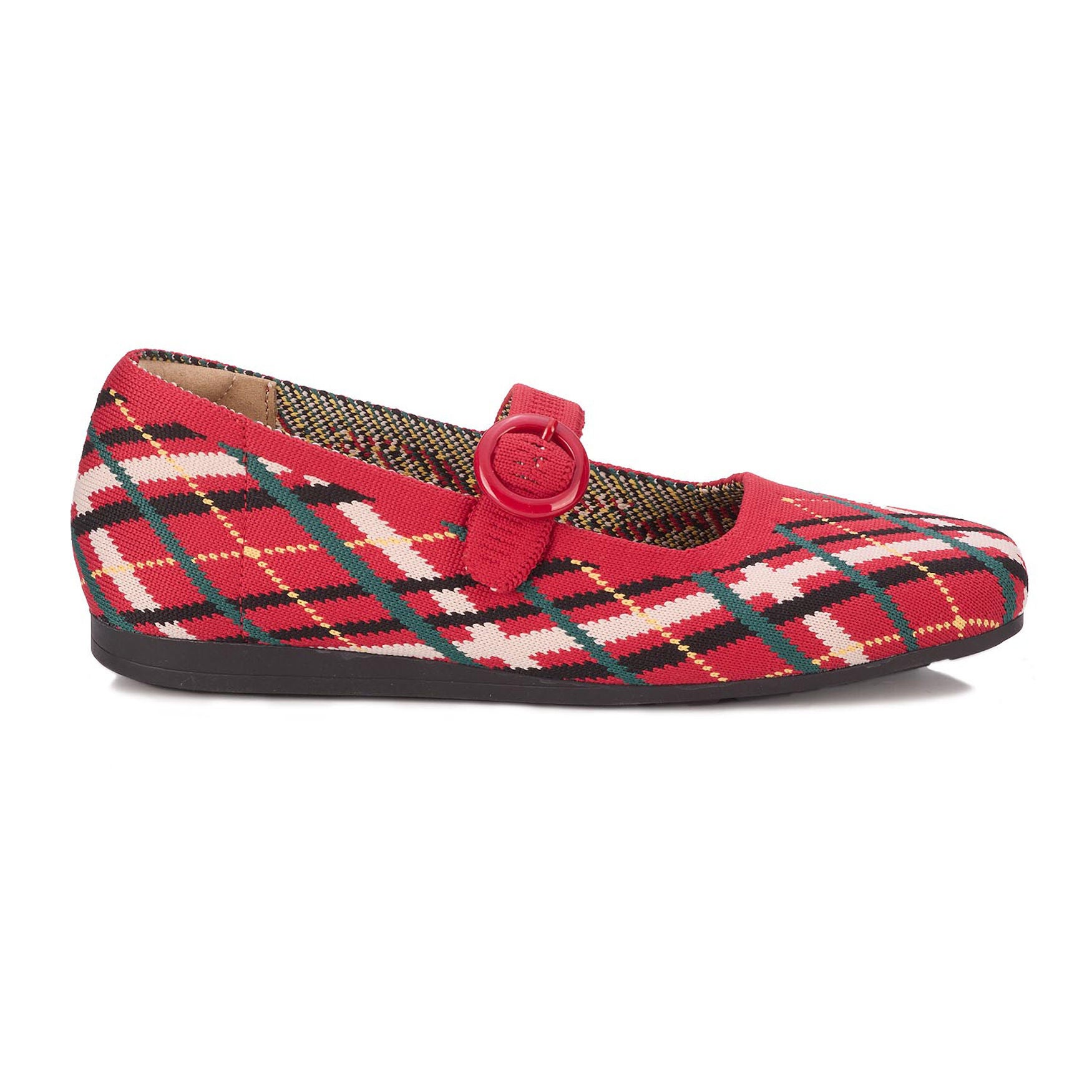 Naomi Mary Jane Stretch Flat, TARTAN PLAID, alternate image number 2