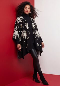 Geometric Jacquard Poncho