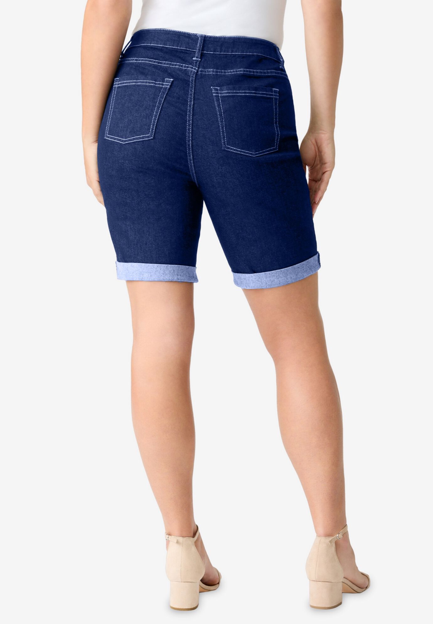 Roamans Womens Plus Size Cuffed Denim Short