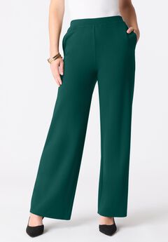 Plus Size Ponte Wide Leg Pant with Pockets and Pull on elastic waist