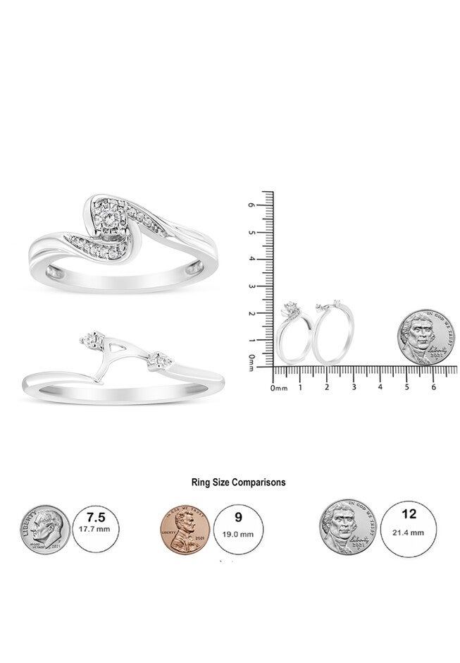 Silver 1/10 Cttw Diamond Swirl And Bypass Bridal Set, , alternate image number null
