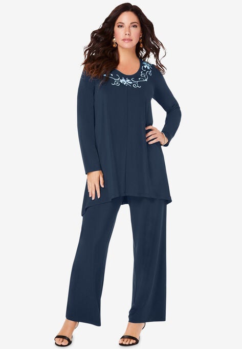 Embroidered Ultrasmooth® Set, NAVY EMBROIDERED SWIRL, hi-res image number null