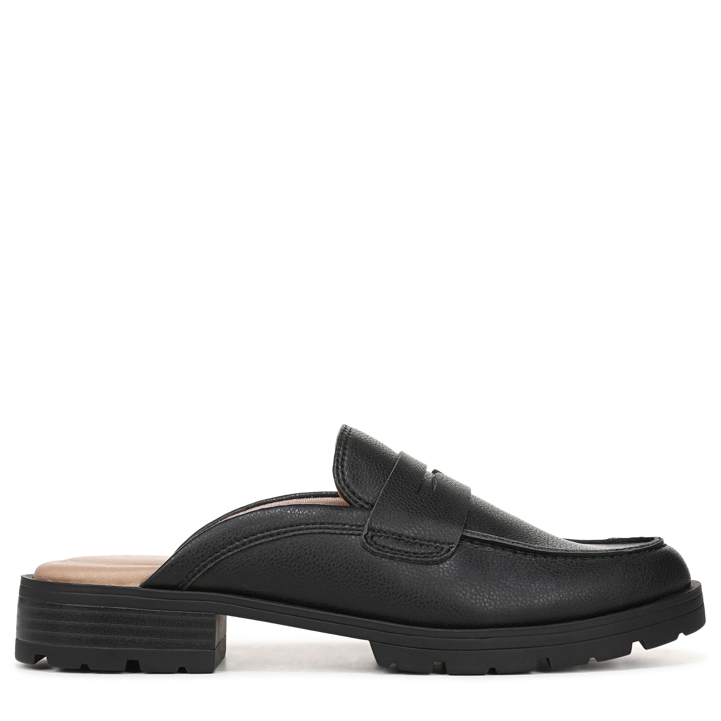 London Slip-On Mule Loafer, BLACK FAUX LEATHER, alternate image number 3