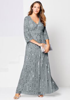 Beaded V Neck Gown