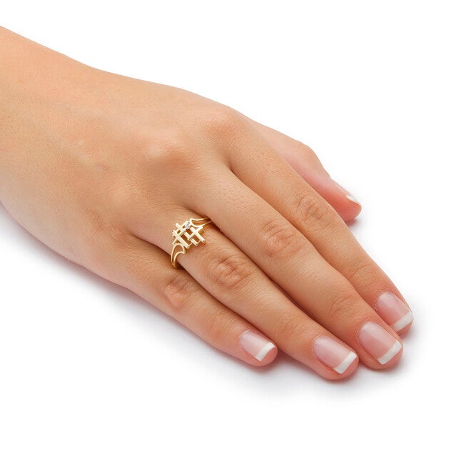 Diamond Accent Solid 10k Yellow Gold Triple Cross Ring, WHITE, alternate image number 2