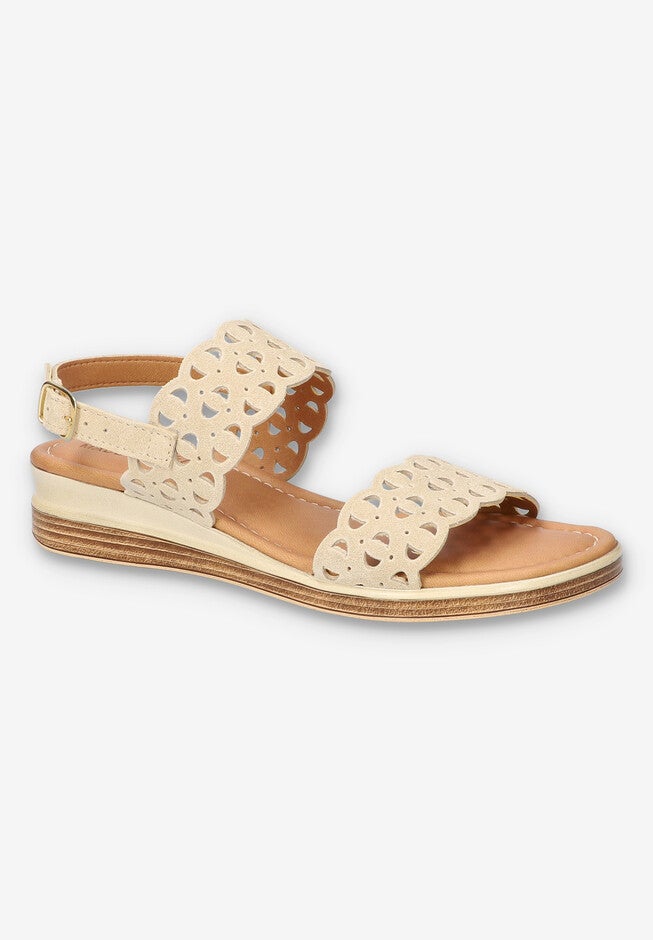 Zoe-Italy Wedge Sandal, STONE SUEDE LEATHER, hi-res image number 0