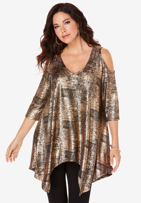 Metallic Cold Shoulder Tunic Plus Sizetunics Roaman S