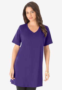Plus Size Cotton Short Sleeve V-Neck Ultimate Tunic