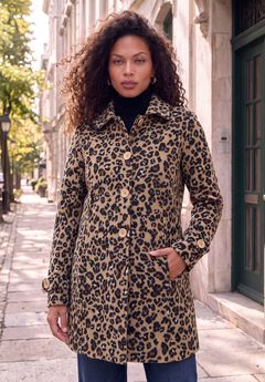 Plus Size Button Up Fleece Jacket