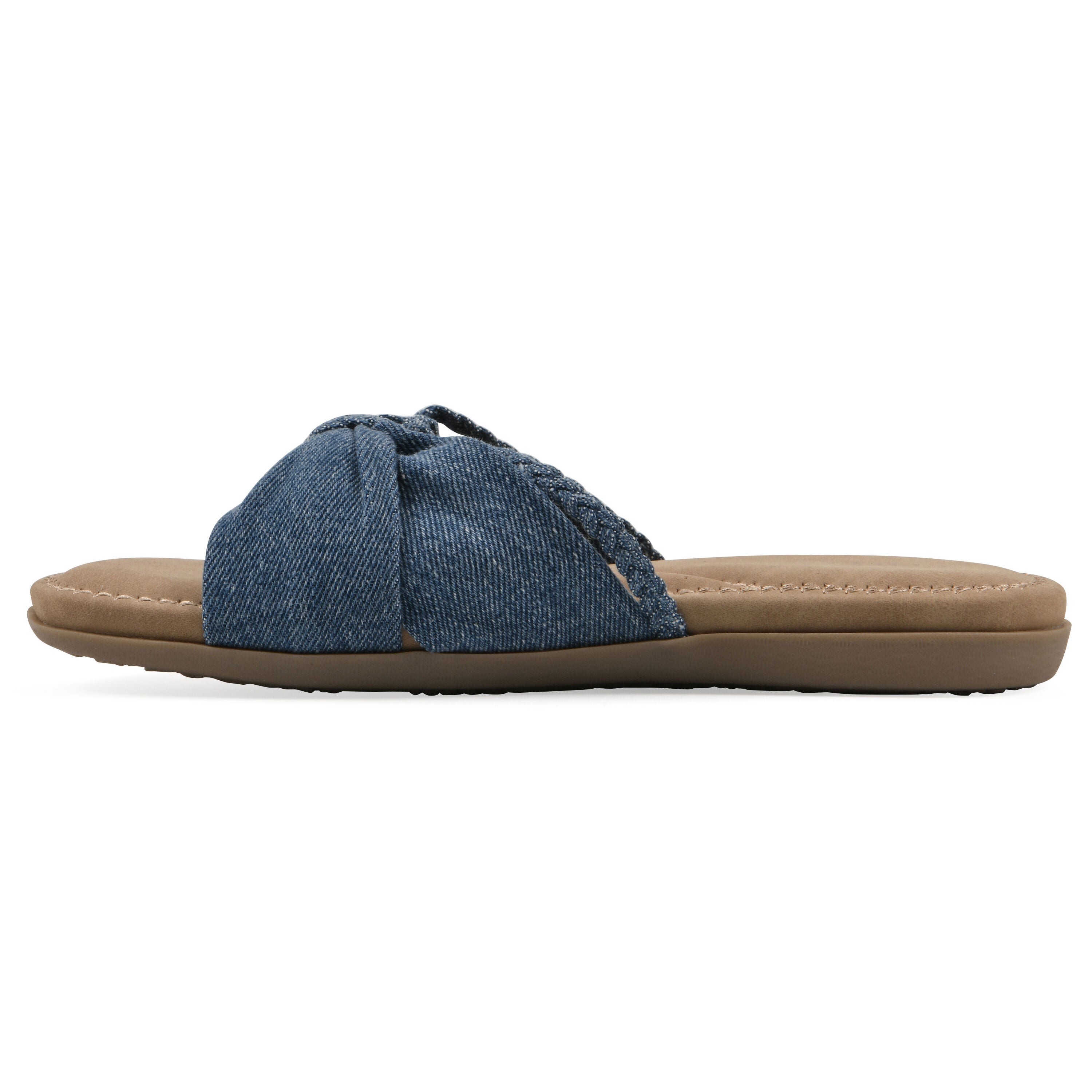 Fasha Slide Sandal, BLUE DENIM FABRIC, alternate image number 3