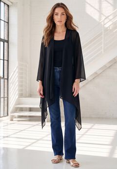 Plus Size Front-Knot Tie Kimono