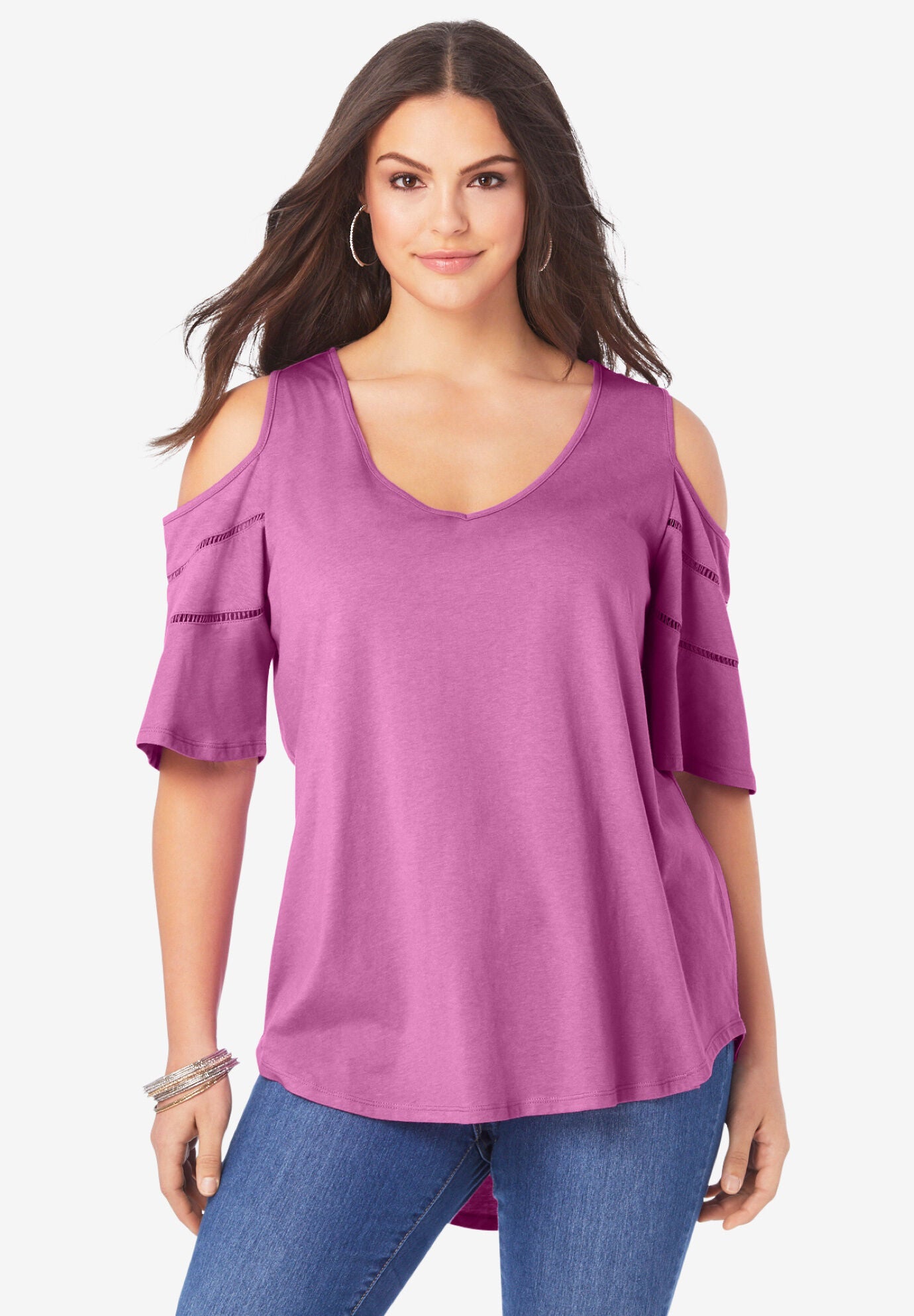 ruffle sleeve cold shoulder top