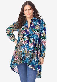 Plus Size Long Sleeve Tunic Tops