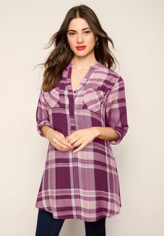 Plaid Henley Tunic