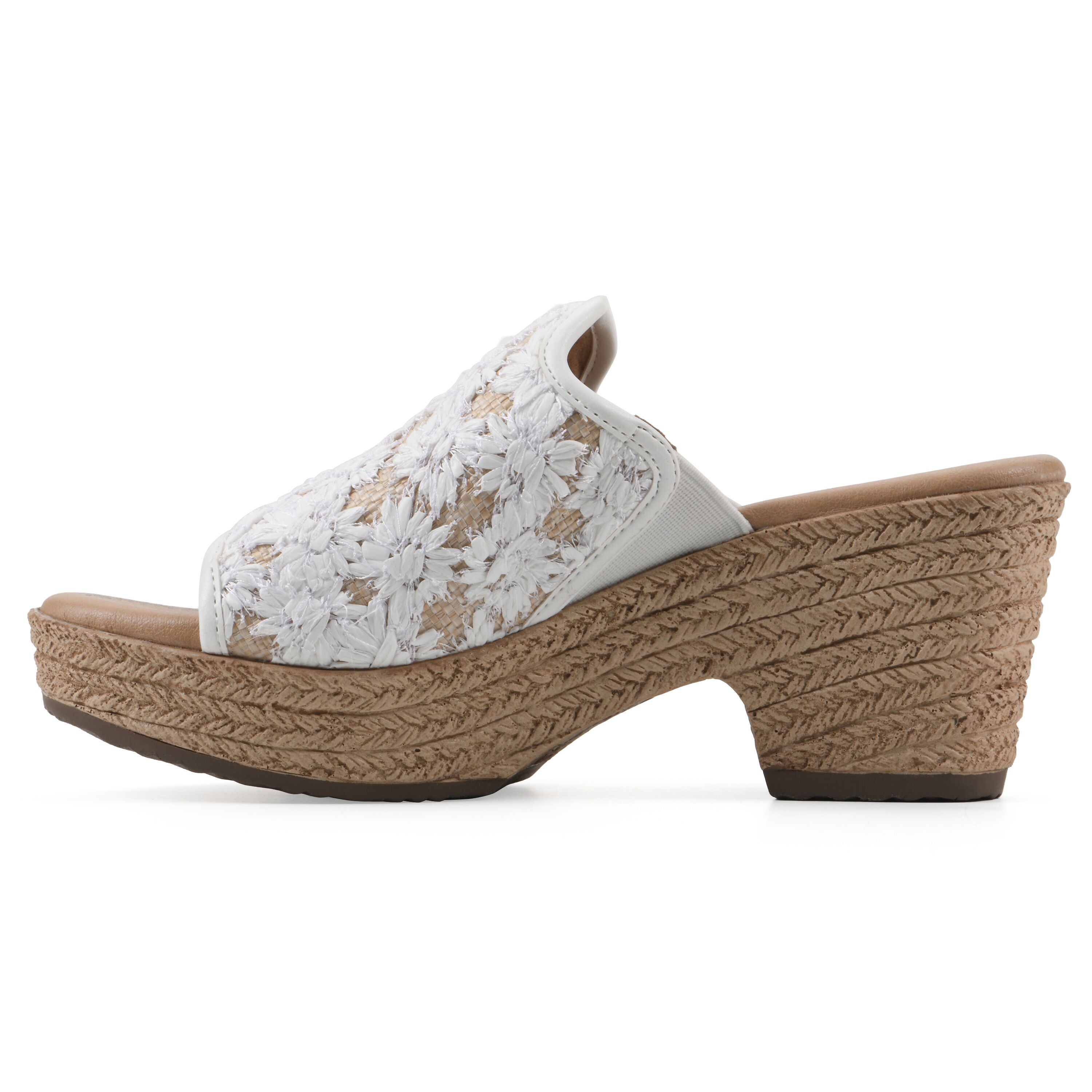 Bizzie Wedge Sandal, WHITE FABRIC, alternate image number 3