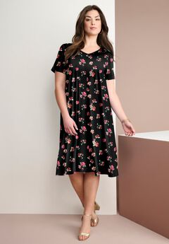 Plus Size Short Sleeve Sleeve Swing Dress