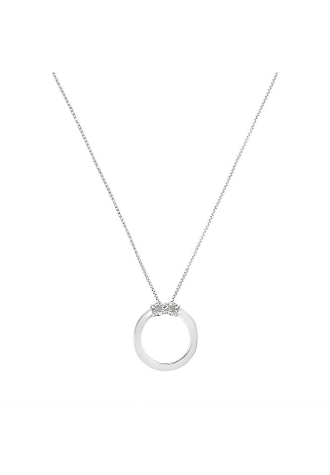 Silver 1/10 Cttw Diamond Open Circle Pendant Necklace, , on-hover image number 1