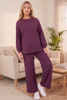 Comfort+ Fleece Lace Shoulder Sweatshirt