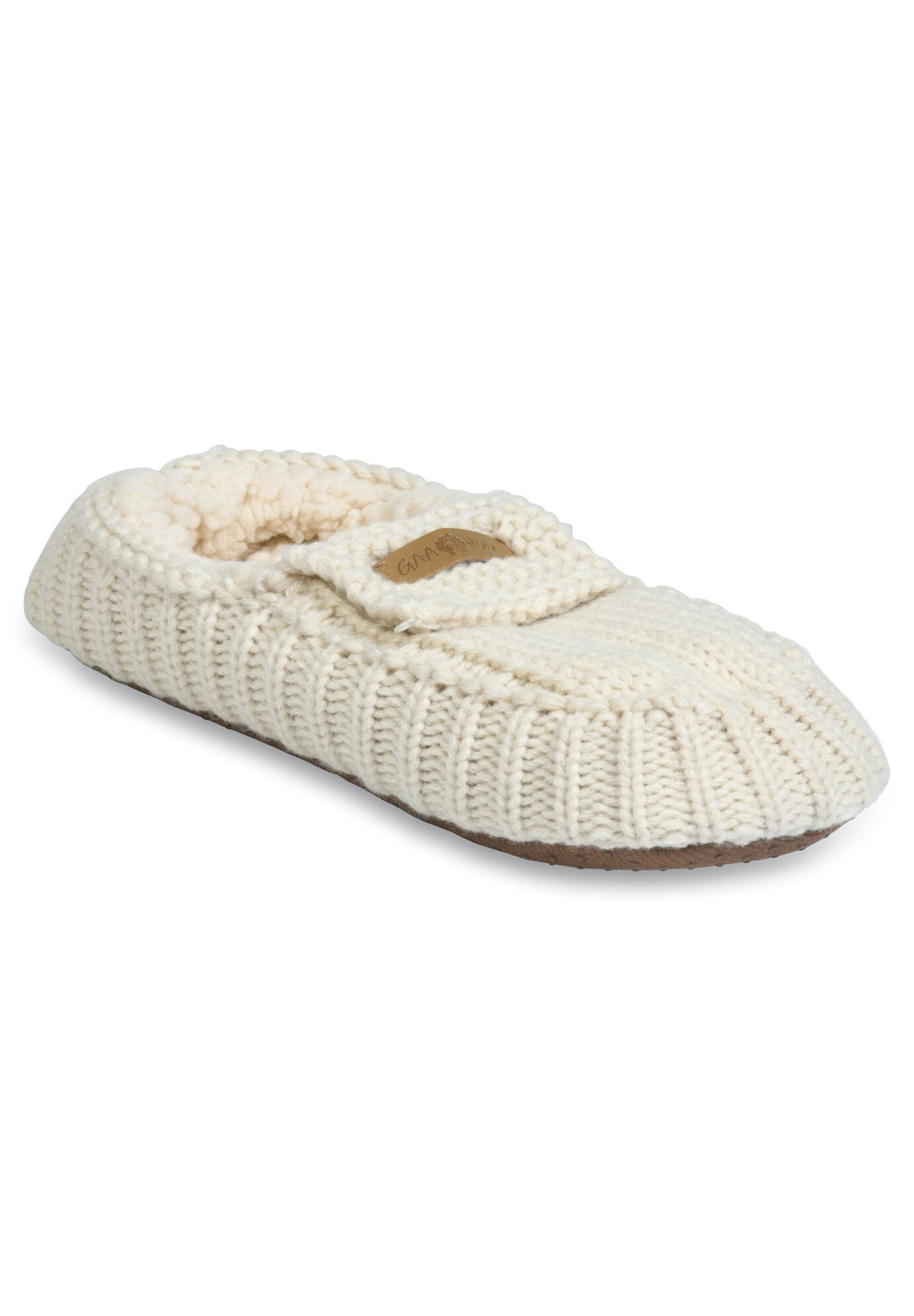 Womens Textured Knit Mocassin Slipper Slippers, OATMEAL, hi-res image number 0