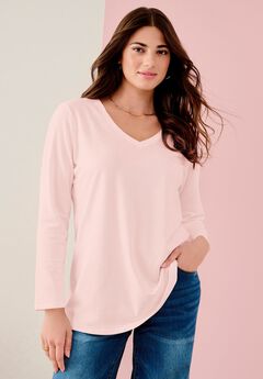 Plus Size Ultimate Long Sleeve V Neck Tee