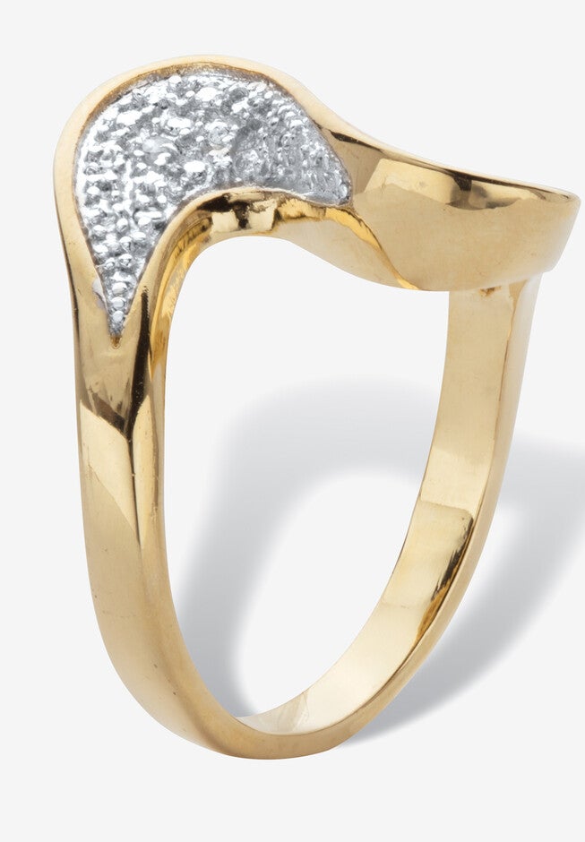 Diamond Accent Gold-Plated Freeform Bypass Ring, , on-hover image number 1