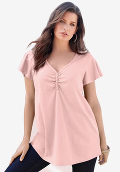 Plus Size Cotton Ultimate Flutter Sleeve Sweetheart Tee