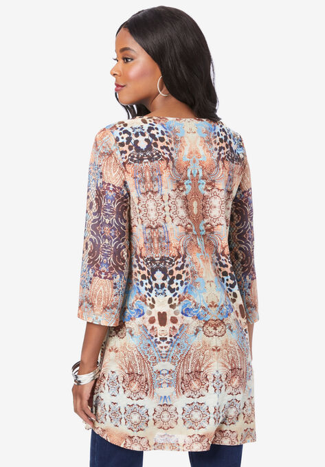 V-Neck Printed Tunic, , on-hover image number null