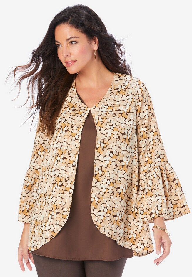 Georgette Twin Set, KHAKI PETAL PRINT, hi-res image number null