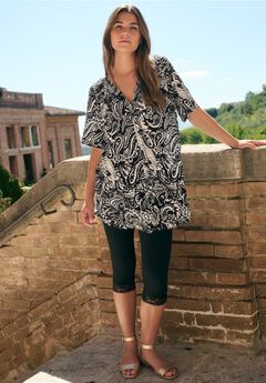 Plus Size Angelina Tunic Top – Short Sleeve, Flowy Fit, Everyday Comfort