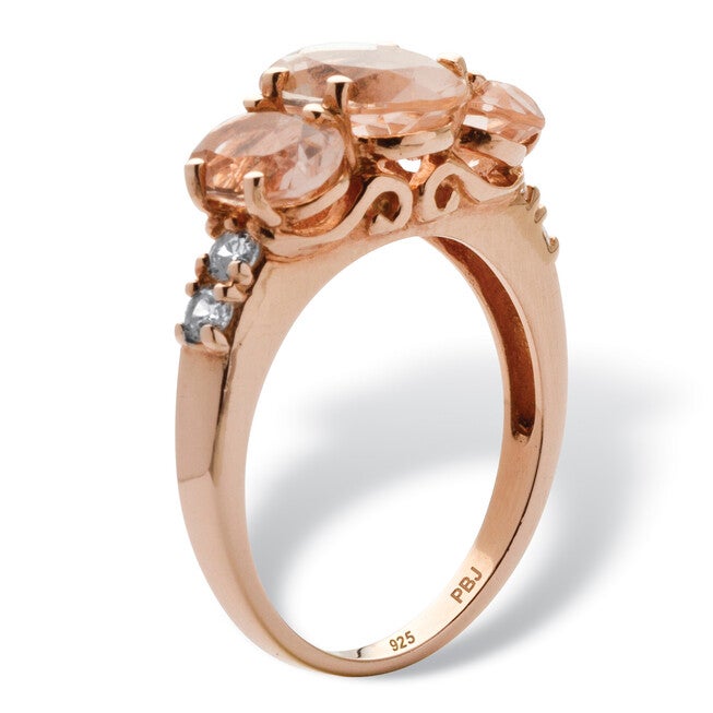 2.82 TCW Simulated Pink Morganite CZ 18k Rose Gold-Plated Sterling Silver Ring, PINK, on-hover image number 1