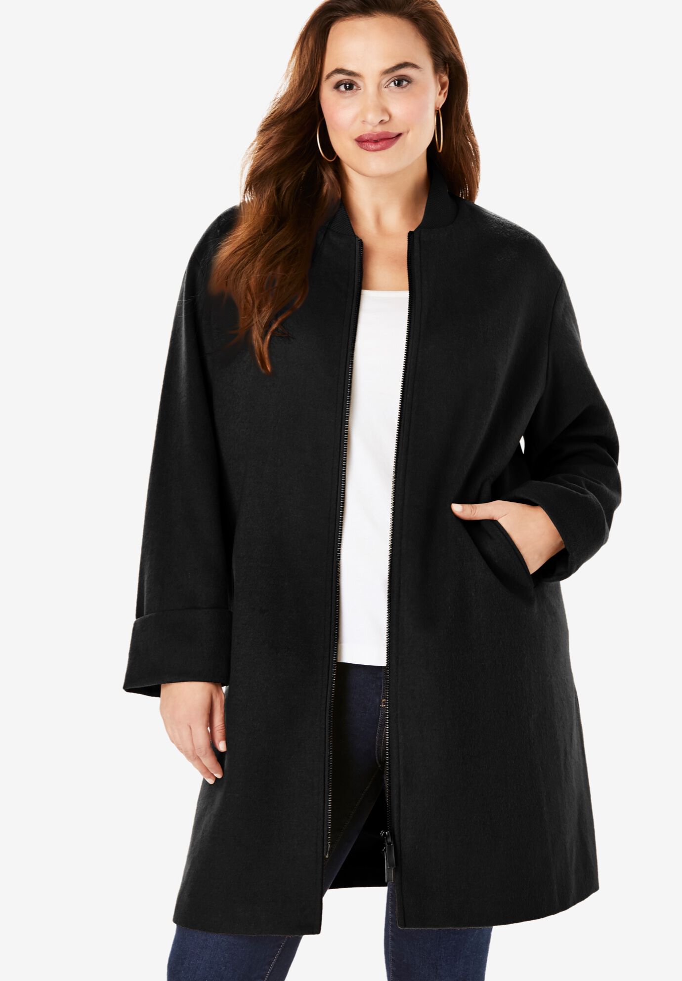 Plus Size Wool Blend Driving Coat, , alternate image number 2