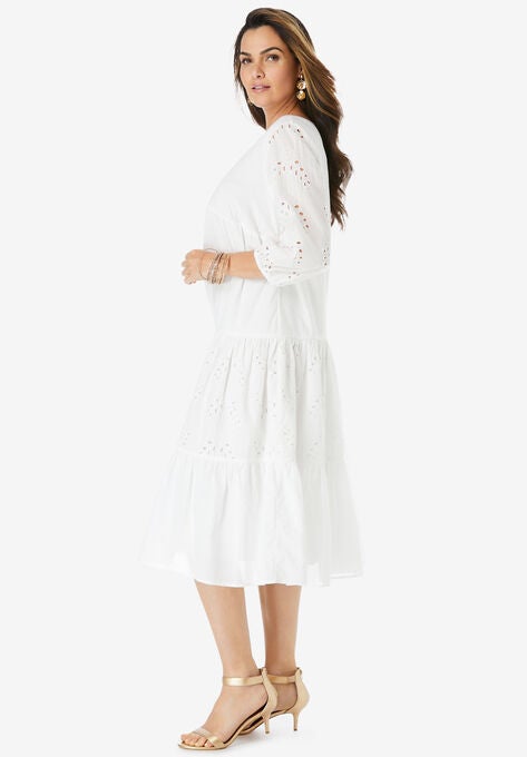 Eyelet Ruffle Dress, , alternate image number null