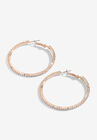 Rhinestone Hoop Earrings, , alternate image number null