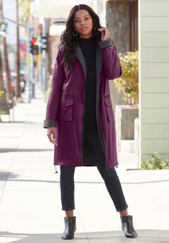 Plus Size Knee Length Hooded Nylon Jacket