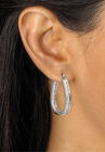 Silver Tone Inside Out Channel Set Hoop Earrings, , alternate image number null
