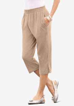 Plus Size Soft Knit Pull-On Capri Pant