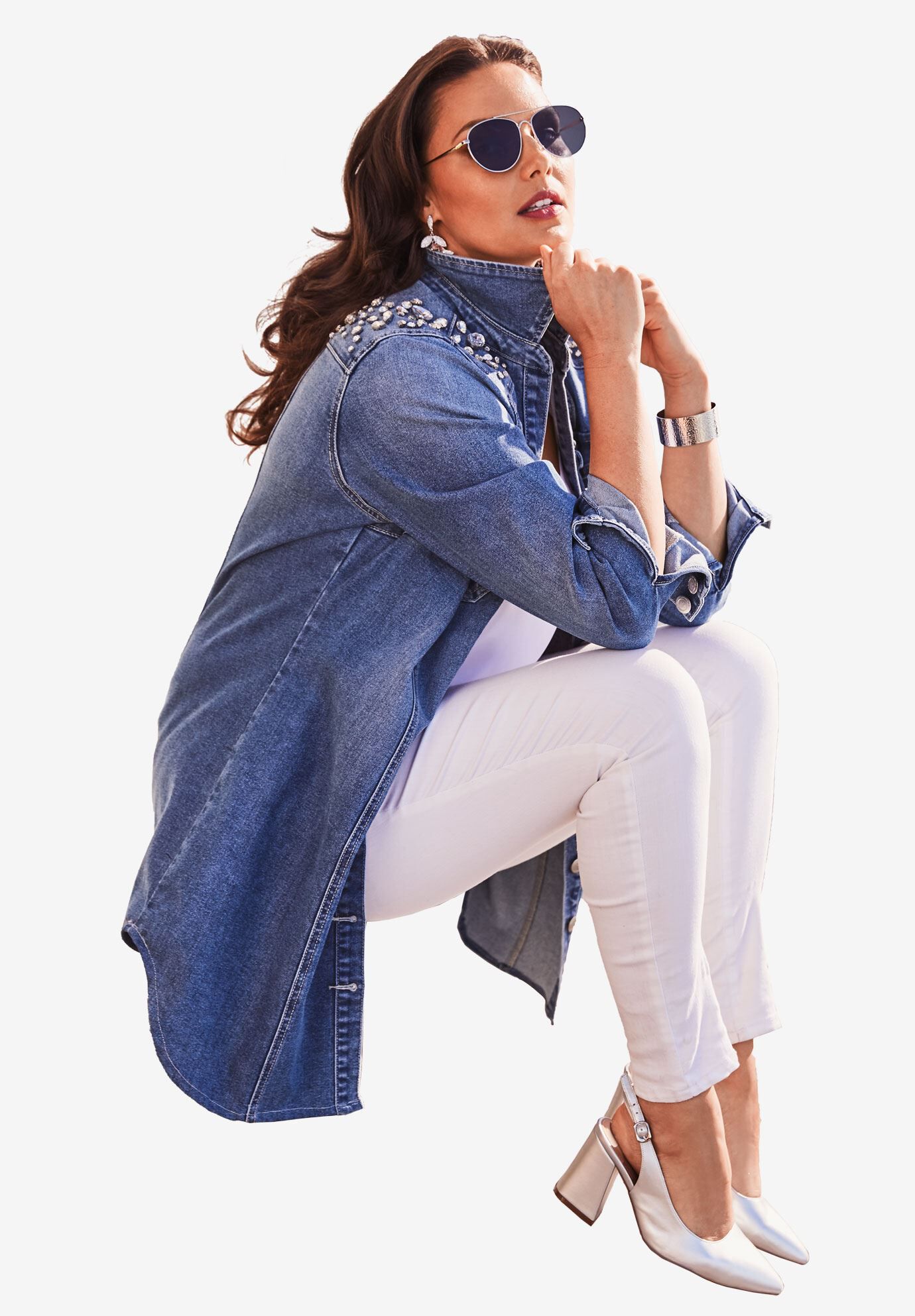 rhinestone denim jacket plus size