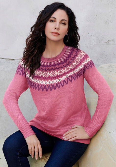 Fair Isle Pullover Sweater, , alternate image number null