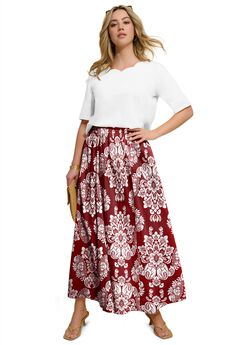 Plus Size Cotton Pull-On Maxi Skirt