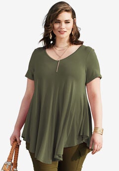 Plus Size Casual To Dressy Green Tunic Tops For St. Patrick