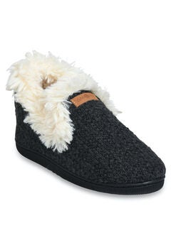 Textured Knit Fur Color Slipper Boot Slippers