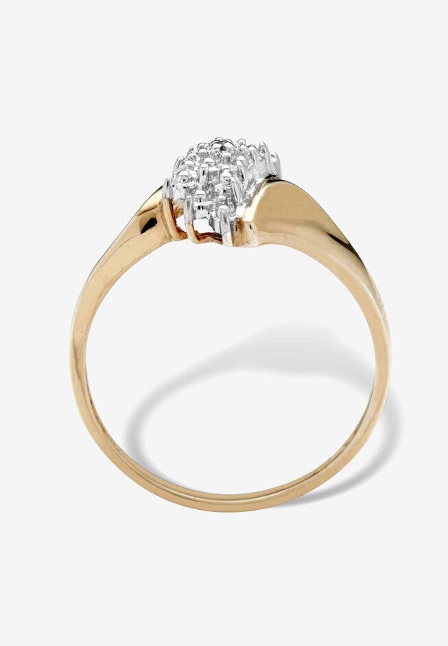 Gold & Sterling Silver Diamond Cluster Ring, , on-hover image number 1