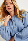 Puff Sleeve Chambray Jacket, , alternate image number null