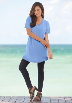 Plus Size Cotton Short Sleeve V-Neck Ultimate Tunic