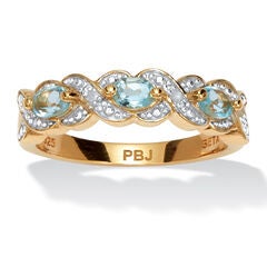 .50 TCW Oval Genuine Topaz Diamond Accent 18k Gold-Plated Sterling Silver Ring